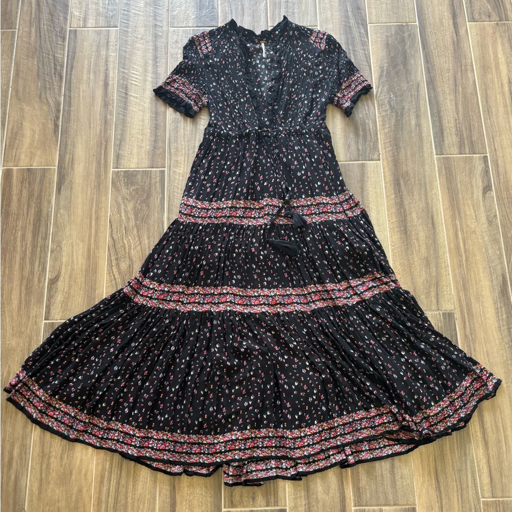 Full length Floral Free People lined dress
